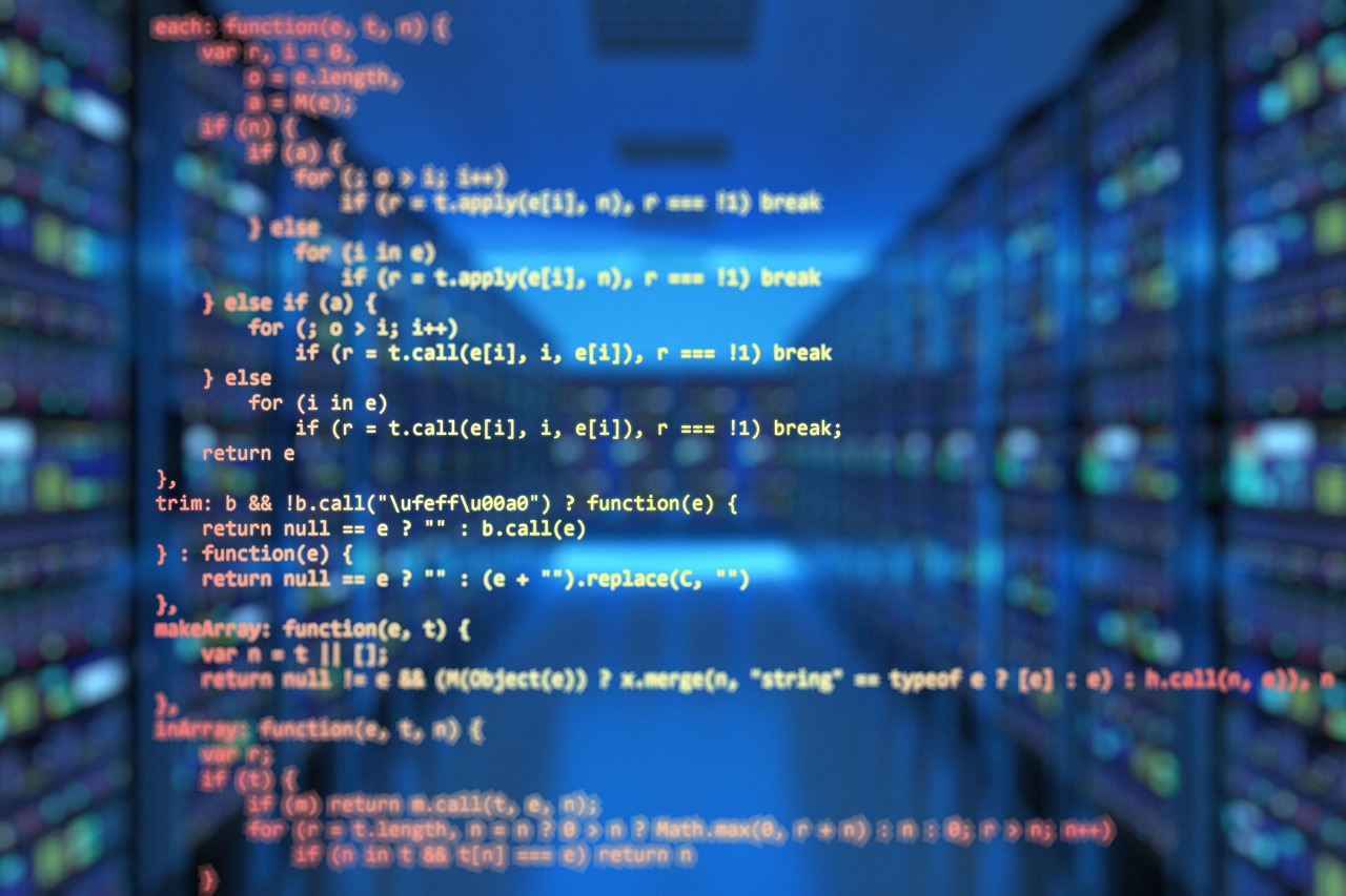 Program code on a blue screen